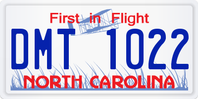 NC license plate DMT1022