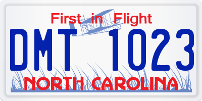 NC license plate DMT1023
