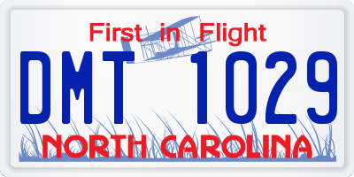 NC license plate DMT1029