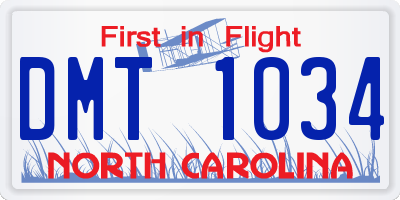 NC license plate DMT1034