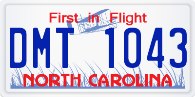 NC license plate DMT1043