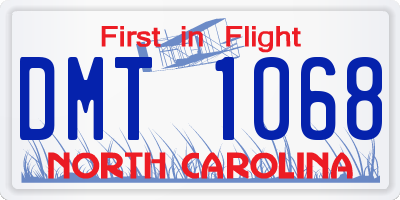 NC license plate DMT1068