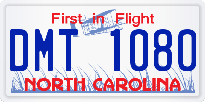 NC license plate DMT1080