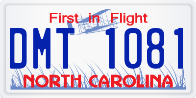 NC license plate DMT1081