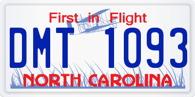 NC license plate DMT1093