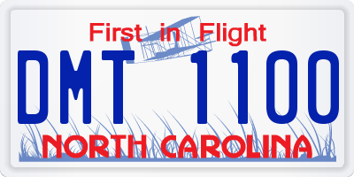 NC license plate DMT1100