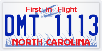 NC license plate DMT1113