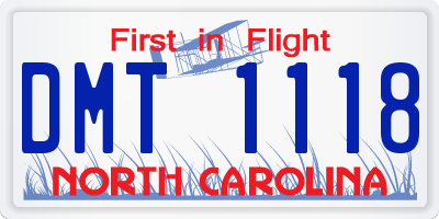 NC license plate DMT1118