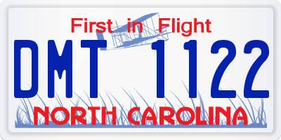 NC license plate DMT1122
