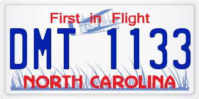 NC license plate DMT1133