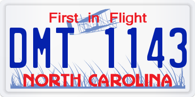 NC license plate DMT1143