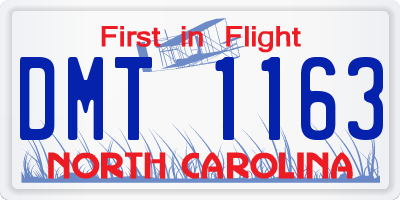NC license plate DMT1163