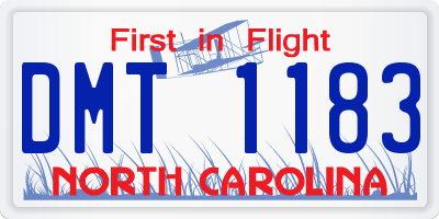NC license plate DMT1183