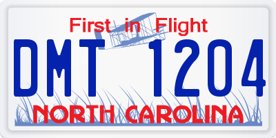 NC license plate DMT1204
