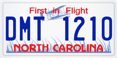 NC license plate DMT1210