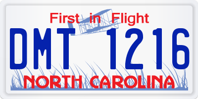 NC license plate DMT1216