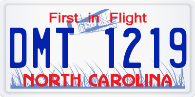 NC license plate DMT1219