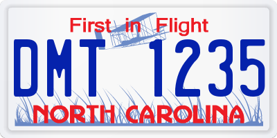 NC license plate DMT1235