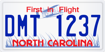 NC license plate DMT1237