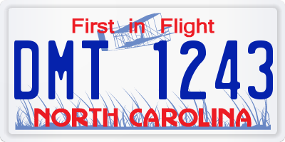 NC license plate DMT1243