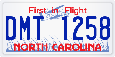 NC license plate DMT1258