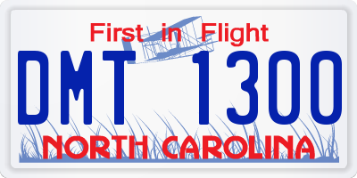 NC license plate DMT1300