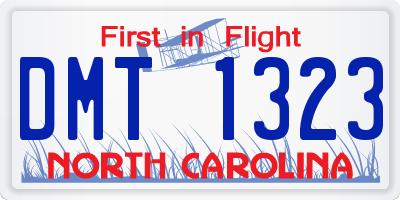 NC license plate DMT1323