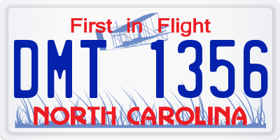 NC license plate DMT1356