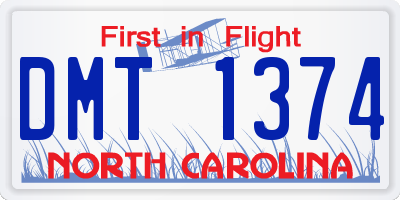 NC license plate DMT1374
