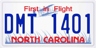 NC license plate DMT1401