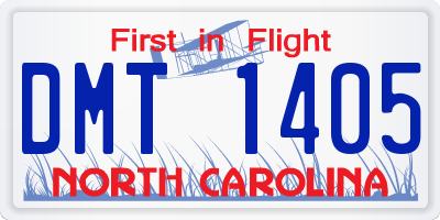 NC license plate DMT1405