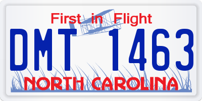 NC license plate DMT1463