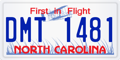 NC license plate DMT1481