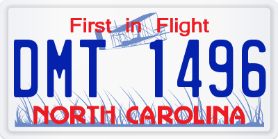 NC license plate DMT1496