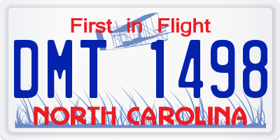 NC license plate DMT1498