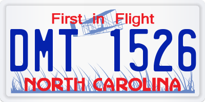 NC license plate DMT1526