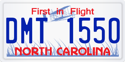 NC license plate DMT1550