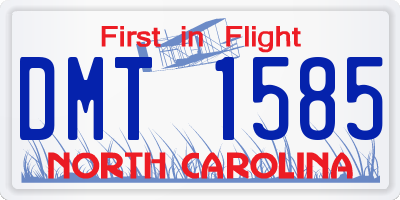 NC license plate DMT1585