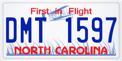 NC license plate DMT1597
