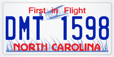 NC license plate DMT1598