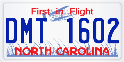 NC license plate DMT1602