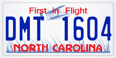 NC license plate DMT1604