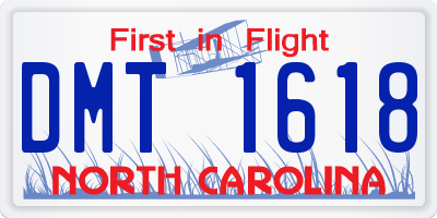 NC license plate DMT1618