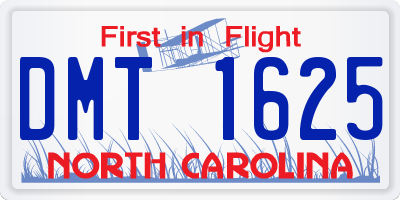 NC license plate DMT1625