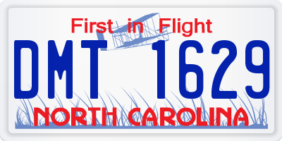 NC license plate DMT1629