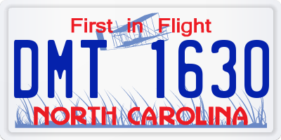 NC license plate DMT1630