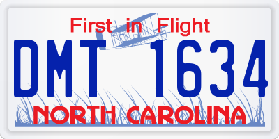 NC license plate DMT1634