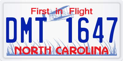 NC license plate DMT1647
