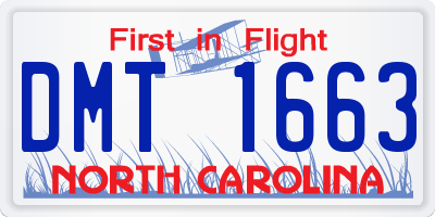 NC license plate DMT1663