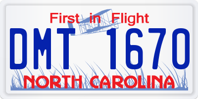 NC license plate DMT1670